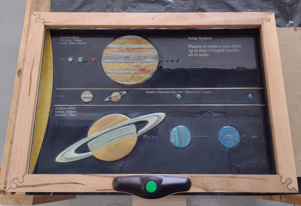 Solar System Project sculpture with frame overlaid.